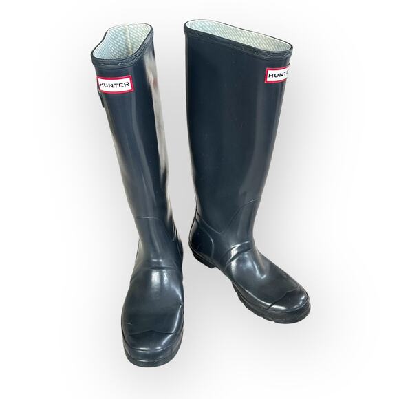 Hunter Original Tall Black Rain Boots Damaged Toe Womens Size EU 40/41 US 10 - Picture 3 of 7